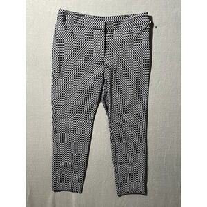 Chico's Women's Size 1 (US 8) Navy White Geometric Ankle Pants Cropped Stretch